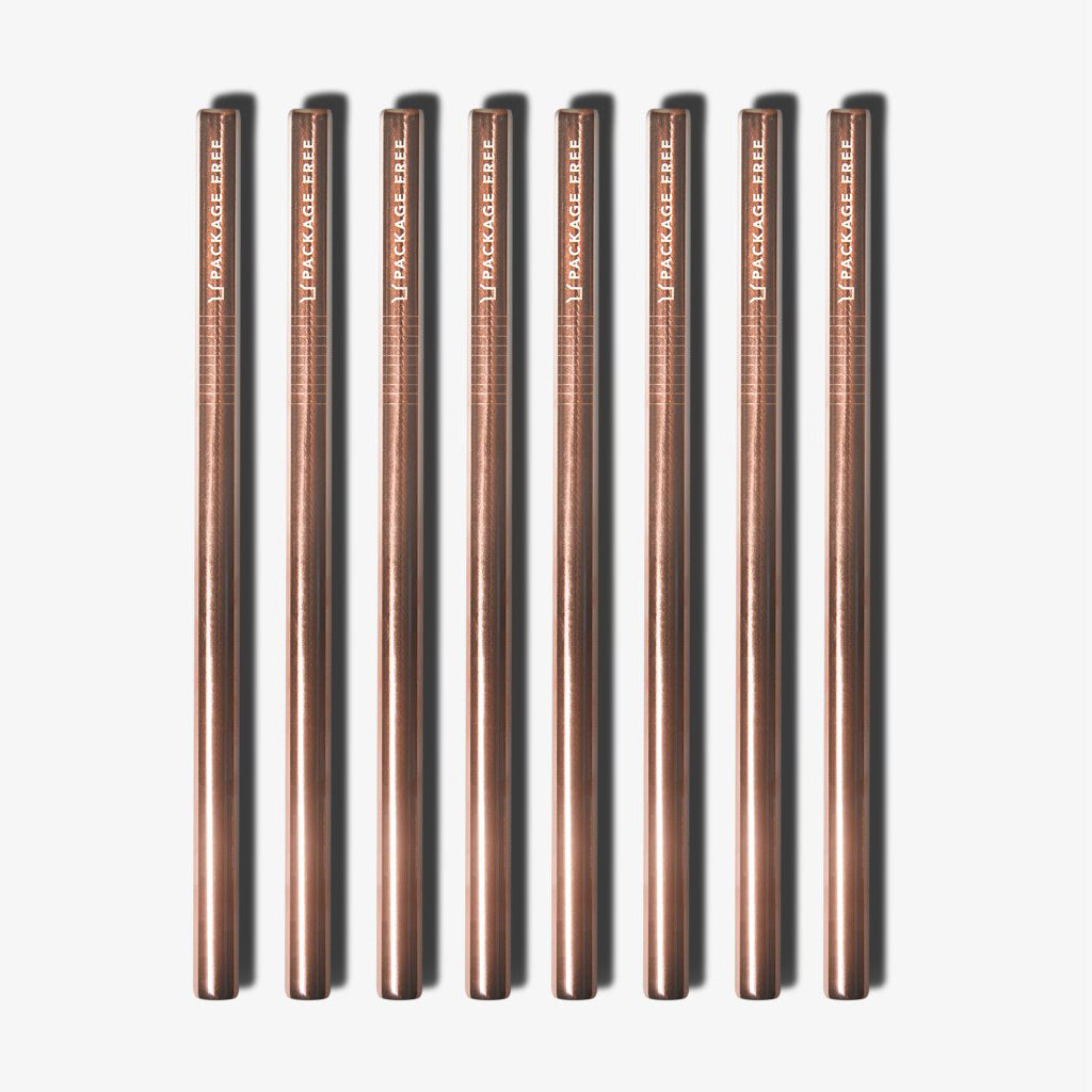Stainless Steel Bubble Tea Straw - Rose Gold 8 Pack