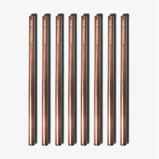 Stainless Steel Bubble Tea Straw - Rose Gold 8 Pack